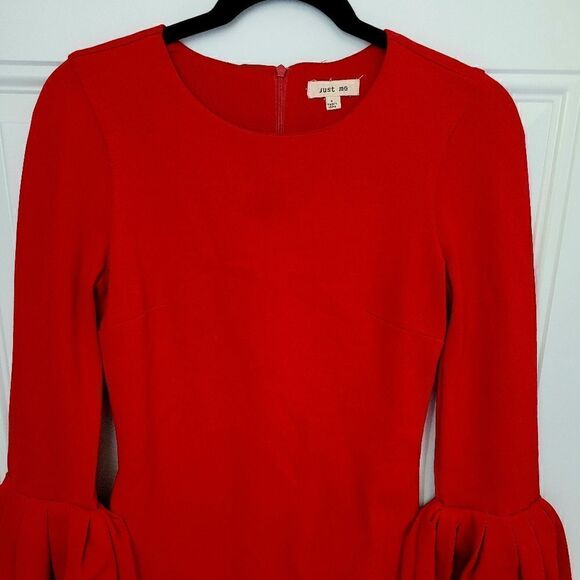 Just Me red bell sleeve midi dress size Small - Picture 7 of 15